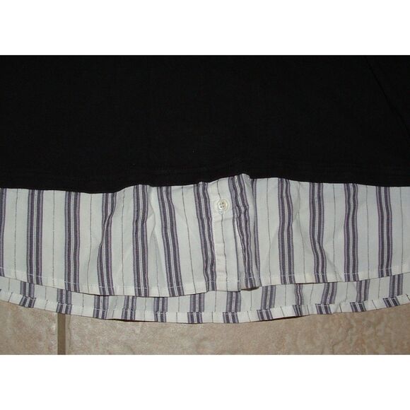 DRESSBARN Black Plus Sz 2X Layer Look Stretchy Casual Wear Cotton Blend Shiirt - Picture 3 of 3